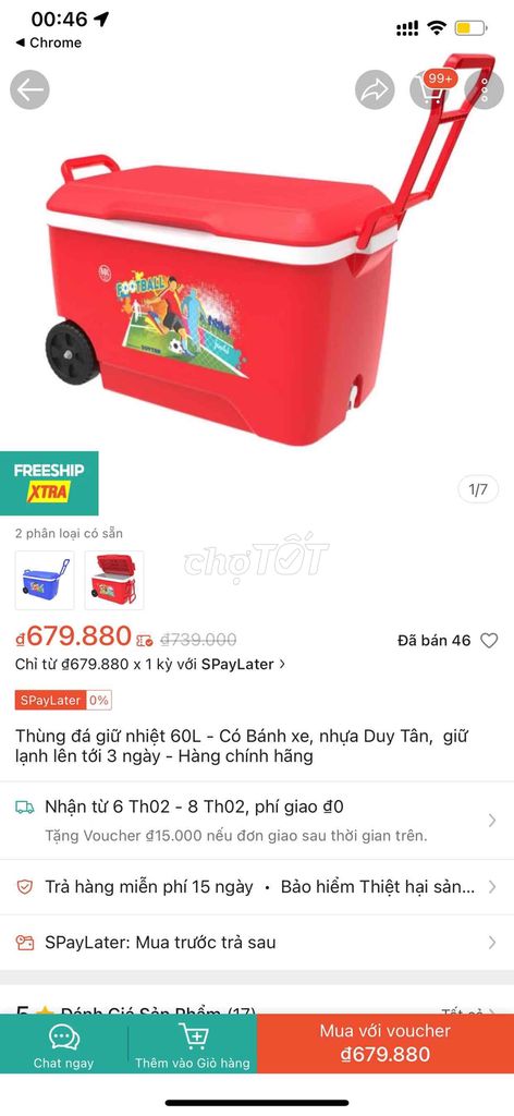 Thanh lý thùng đá Duy tân mới 60L