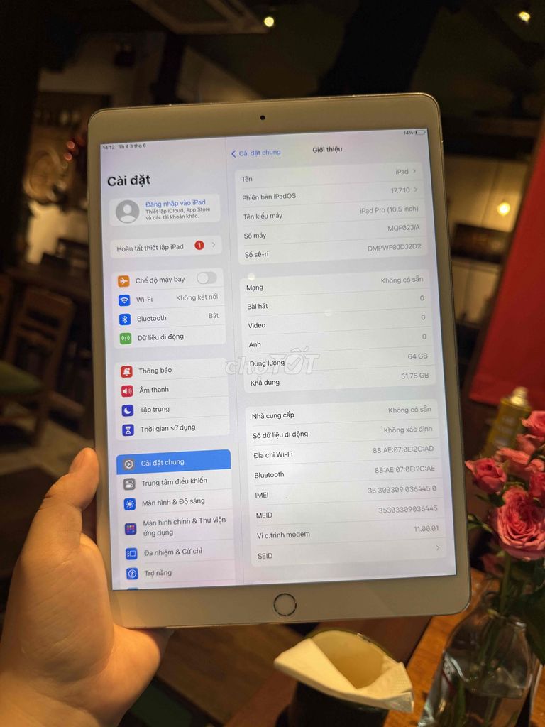 Apple iPad Pro 10.5 64GB Bạc 99%. Mua bán Máy tính bảng tại Quận Hoàng Mai Hà Nội được đăng bởi Ngô Tuấn Anh hình 1
