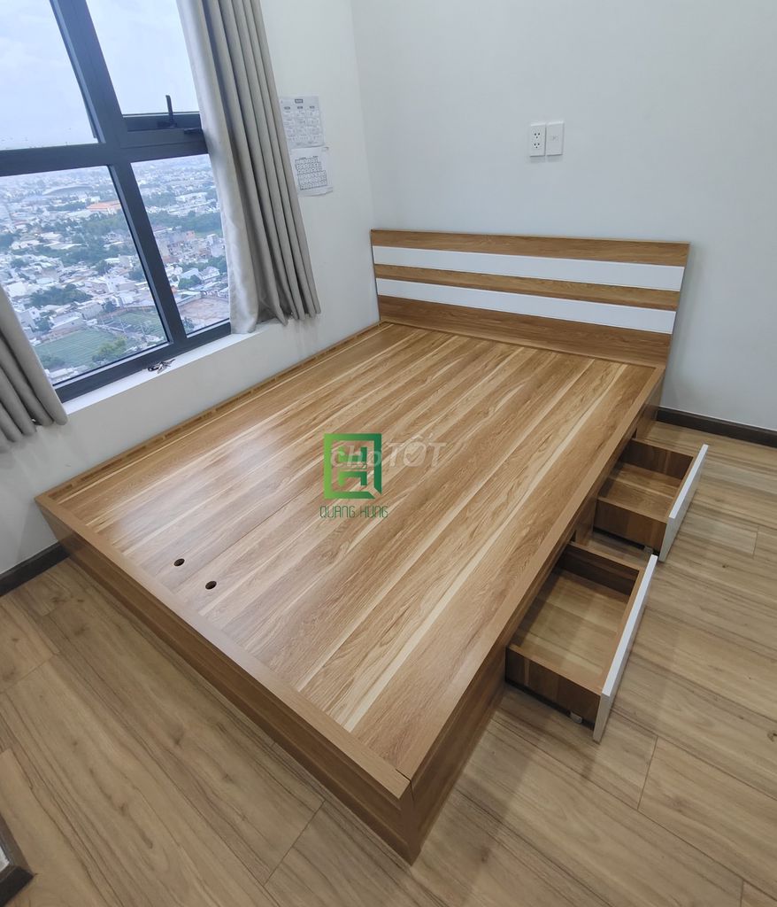 Giường ngủ Gỗ MDF Quang Hùng 1m2x2m Hiện đại. Mua bán Giường, chăn ga gối nệm tại Thành phố Thuận An Bình Dương được đăng bởi Nội Thất Quang Hùng TD hình 1