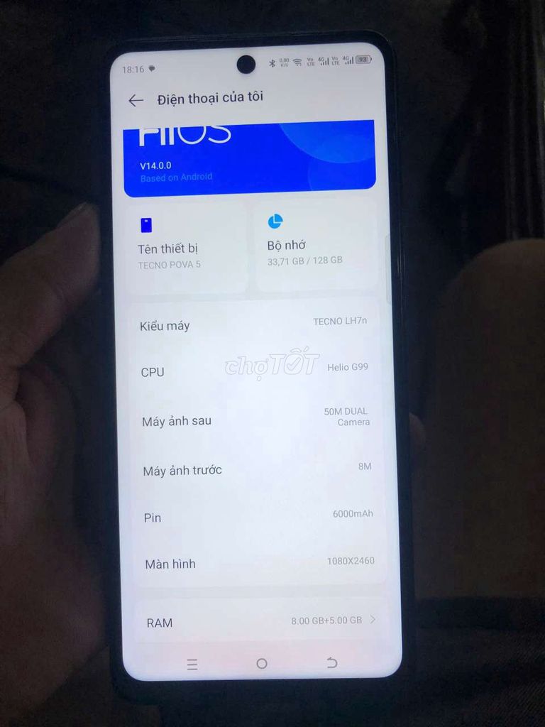 Tecno Pova 5 Đen 128GB có fix. Mua bán Điện thoại tại Quận Long Biên Hà Nội được đăng bởi Long Hoàng hình 1