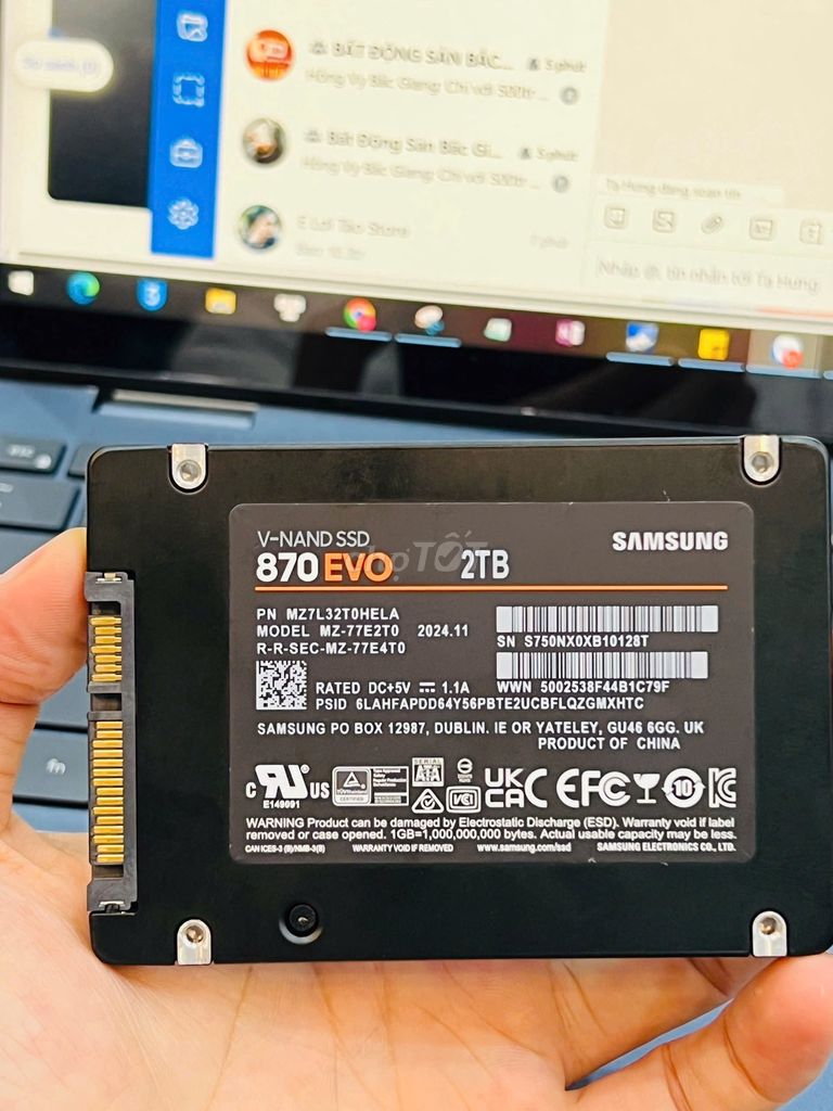 Ổ cứng SSD Samsung 870 EVO 2TB SATA 3. Mua bán Linh kiện (RAM, Card...) tại Quận Đống Đa Hà Nội được đăng bởi Vũ Mạnh Điệp hình 1