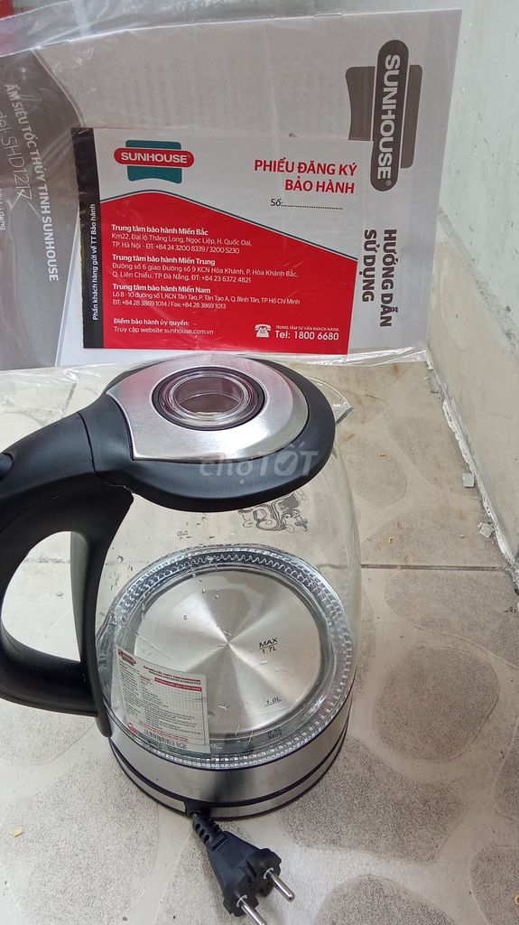 Ấm đun nước SUNHOUSE Thủy tinh 1.7L. Mua bán Bếp, lò, đồ điện nhà bếp tại Quận Gò Vấp Tp Hồ Chí Minh được đăng bởi Xuân Hoàng Nguyễn hình 1