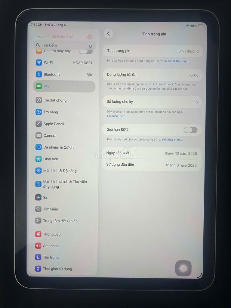 Apple iPad A16 Bạc đẹp như mới. Mua bán Máy tính bảng tại Quận 1 Tp Hồ Chí Minh được đăng bởi Trương Việt Khang hình 1
