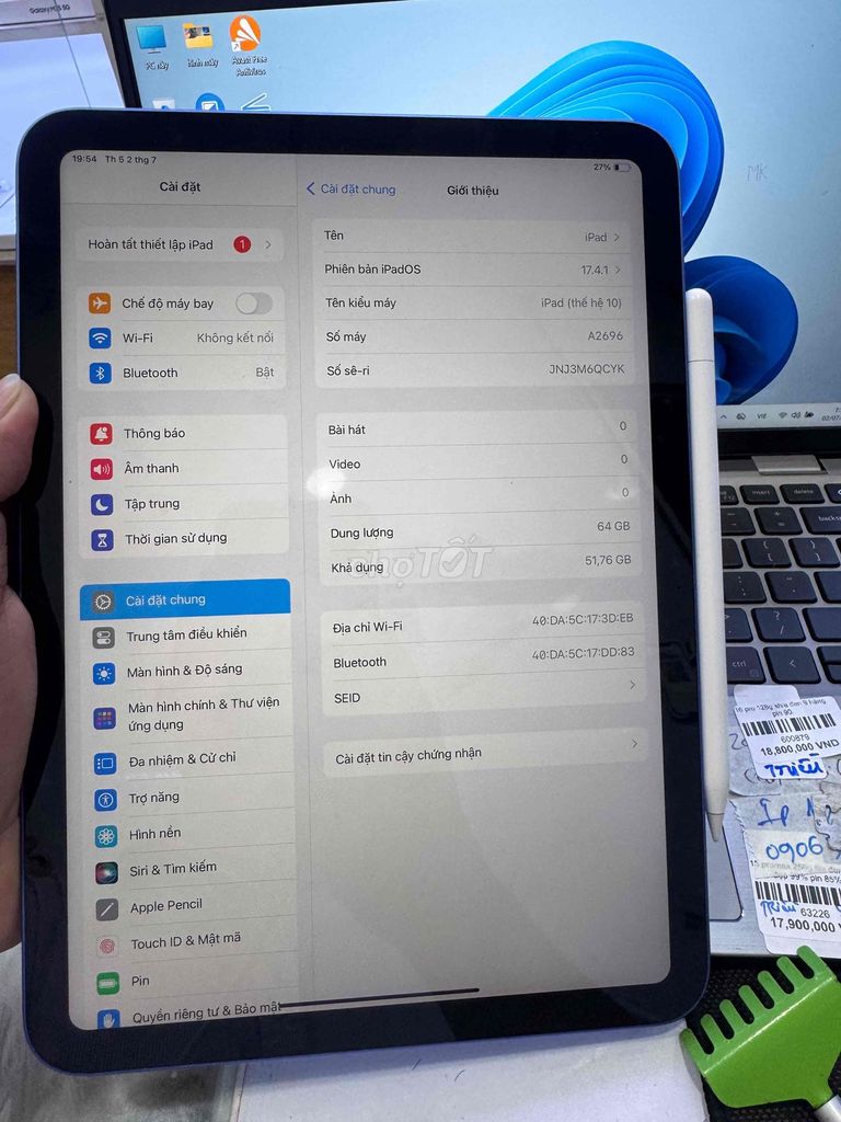 Apple iPad Gen 10 64GB Wifi Xanh 99%. Mua bán Máy tính bảng tại Quận 6 Tp Hồ Chí Minh được đăng bởi QUỐC THIÊN BÁN GÓP 0 ĐỒNG  hình 1