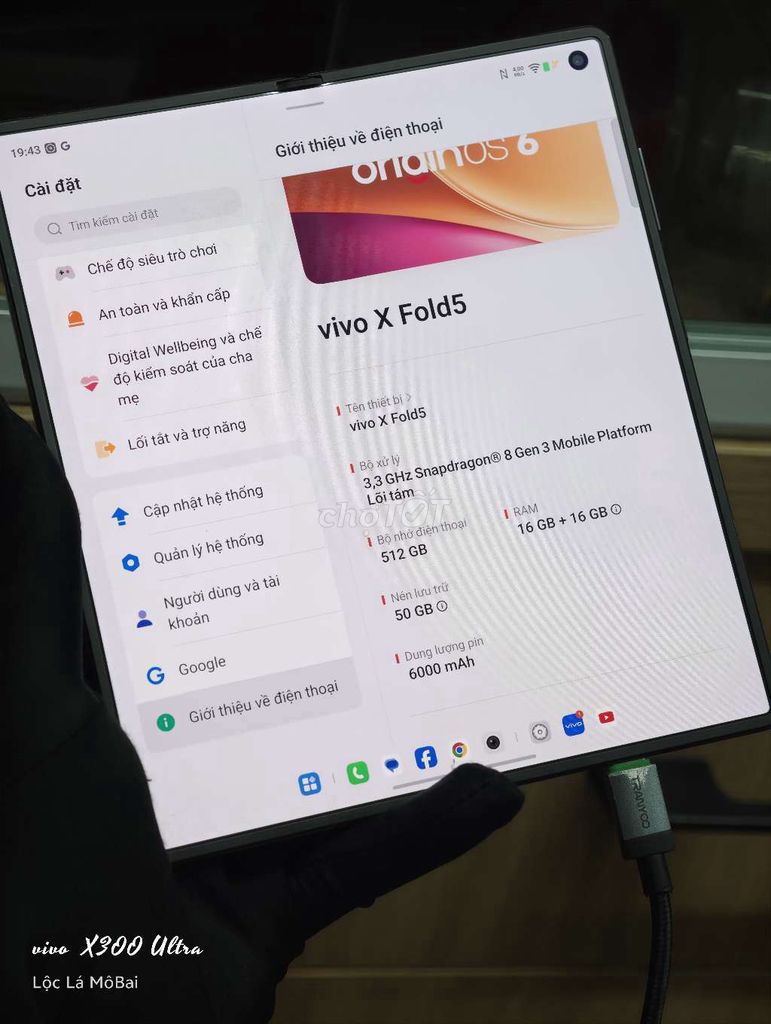 Vivo X Fold5 16GB/512GB Xám. Mua bán Điện thoại tại Thành phố Đà Lạt Lâm Đồng được đăng bởi Lộc Lá Mô Bai hình 1