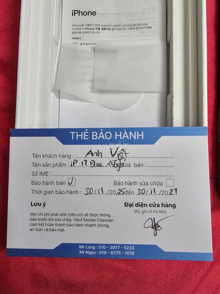 iPhone 17 256GB Xanh dương. Mua bán Điện thoại tại Quận Hà Đông Hà Nội được đăng bởi Hoa Bưởi hình 1