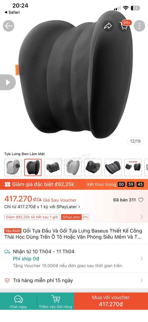 Gối tựa lưng Baseus Đen. Mua bán Nội thất, đồ gia dụng khác tại Quận Tân Phú Tp Hồ Chí Minh được đăng bởi nguyen hình 1