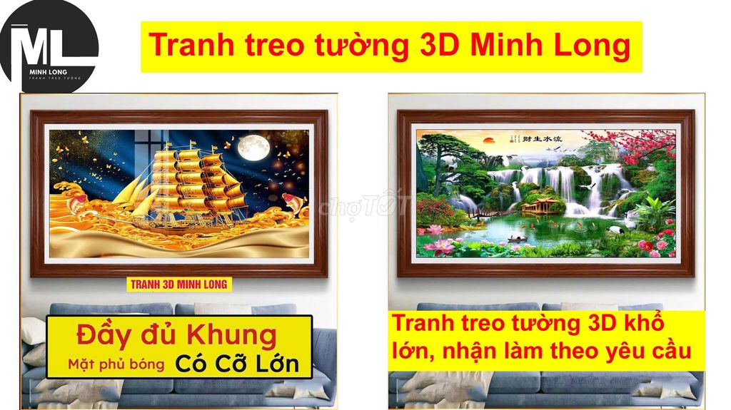 Tranh treo tường 3D - Tranh tráng gương khổ lớn