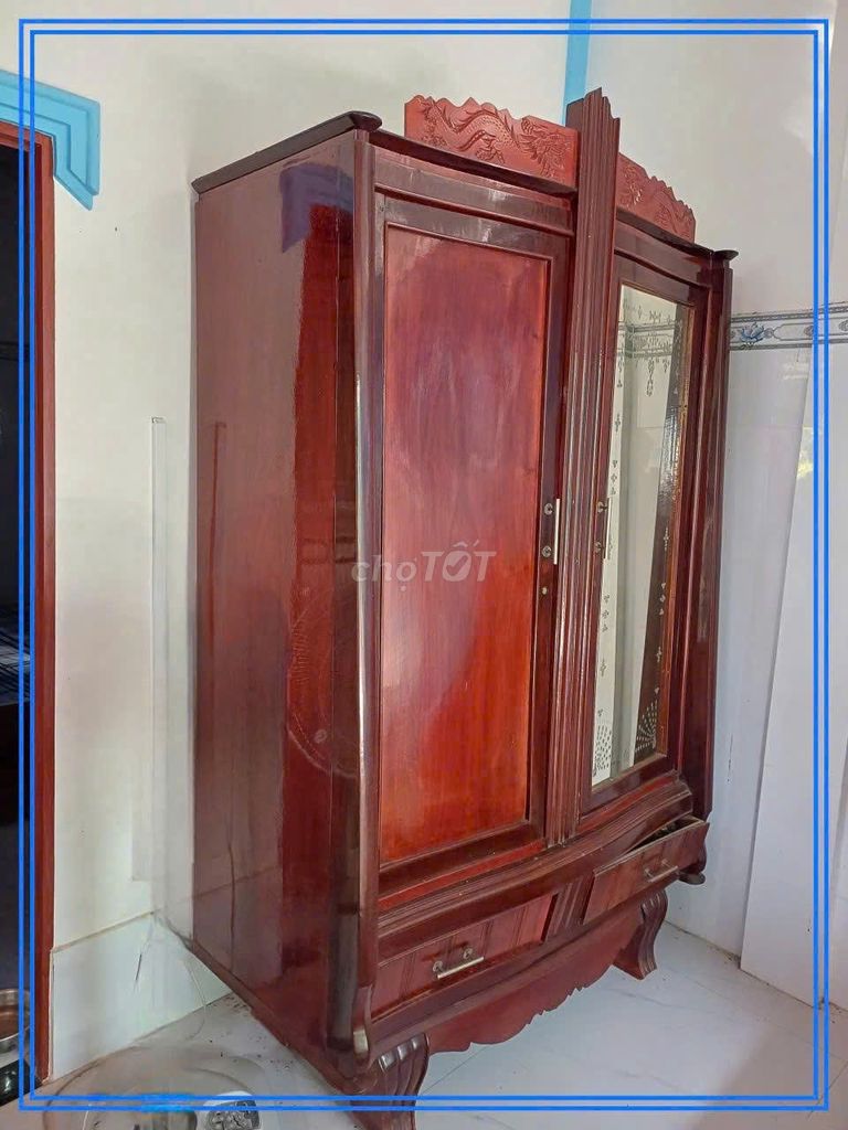 Tủ quần áo gỗ 2 cánh Nâu đỏ. Mua bán Tủ, kệ gia đình tại Huyện Ba Tri Bến Tre được đăng bởi HR hình 1