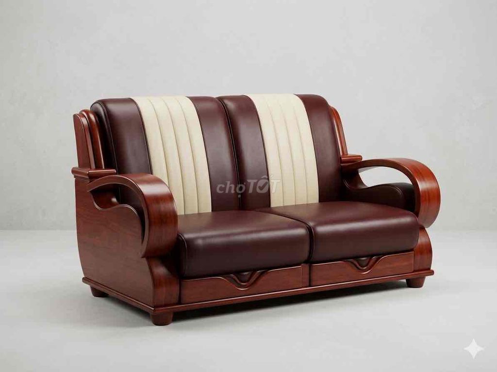 Ghế sofa 2 chỗ ngồi Gỗ, Da Nâu kem. Mua bán Bàn ghế tại Quận Gò Vấp Tp Hồ Chí Minh được đăng bởi mai hình 1