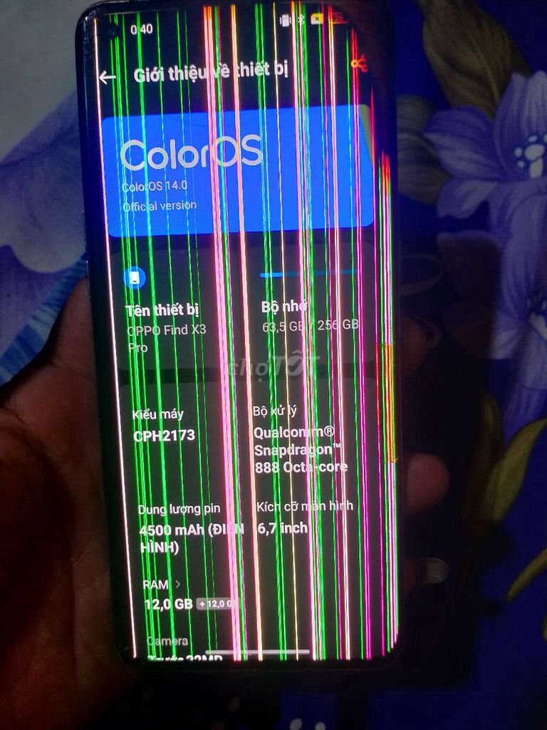 Oppo Find X3 Pro 256GB Hư màn hình. Mua bán Điện thoại tại Quận Ninh Kiều Cần Thơ được đăng bởi Phạm Bình Long  hình 1