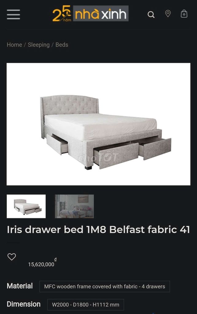 Giường ngủ 1m8x2m Iris drawer belfast. Mua bán Giường, chăn ga gối nệm tại Quận Đống Đa Hà Nội được đăng bởi Tuấn hình 1