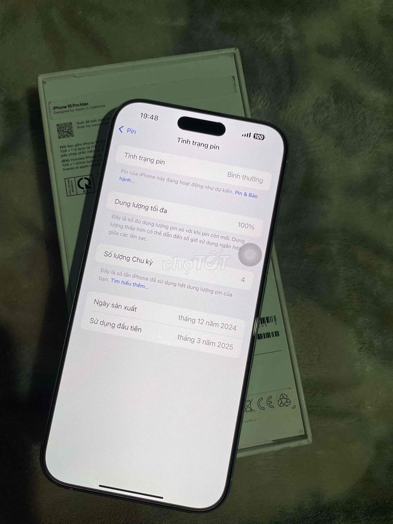 iphone 16 pro max fullbox mới mua tgdd vài ngày