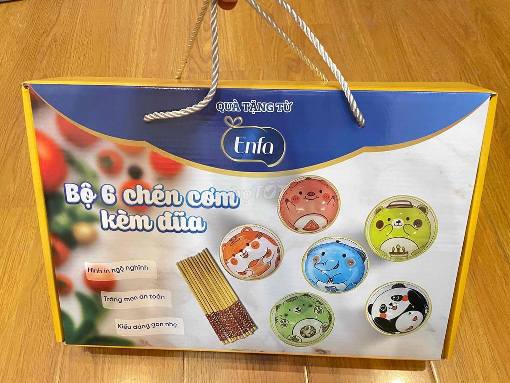 Mới 100% - Bộ 6 chén cơm kèm đũa