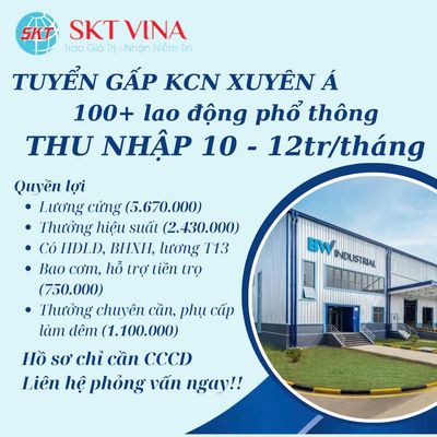 💥VIỆC LÀM HẤP DẪN LƯƠNG CAO Ở LONG AN ĐANG TUYỂN💥. Việc làm tại Huyện Đức Hòa Long An được đăng bởi TNHH SKT VINA hình 1