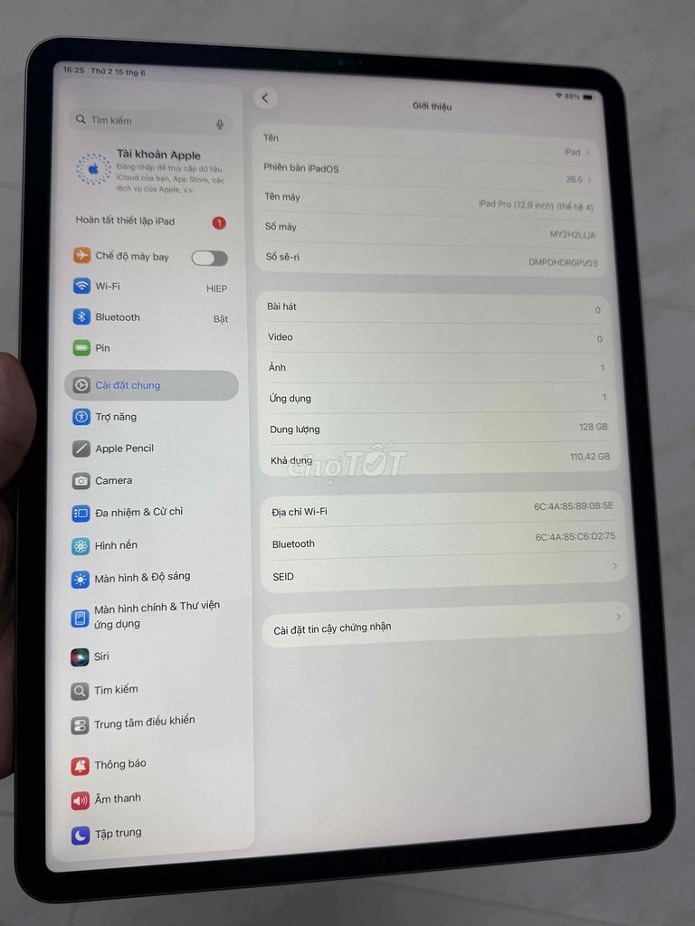 Apple iPad Pr***GB Xám. Mua bán Máy tính bảng tại Quận Tân Phú Tp Hồ Chí Minh được đăng bởi TRHIEP hình 1