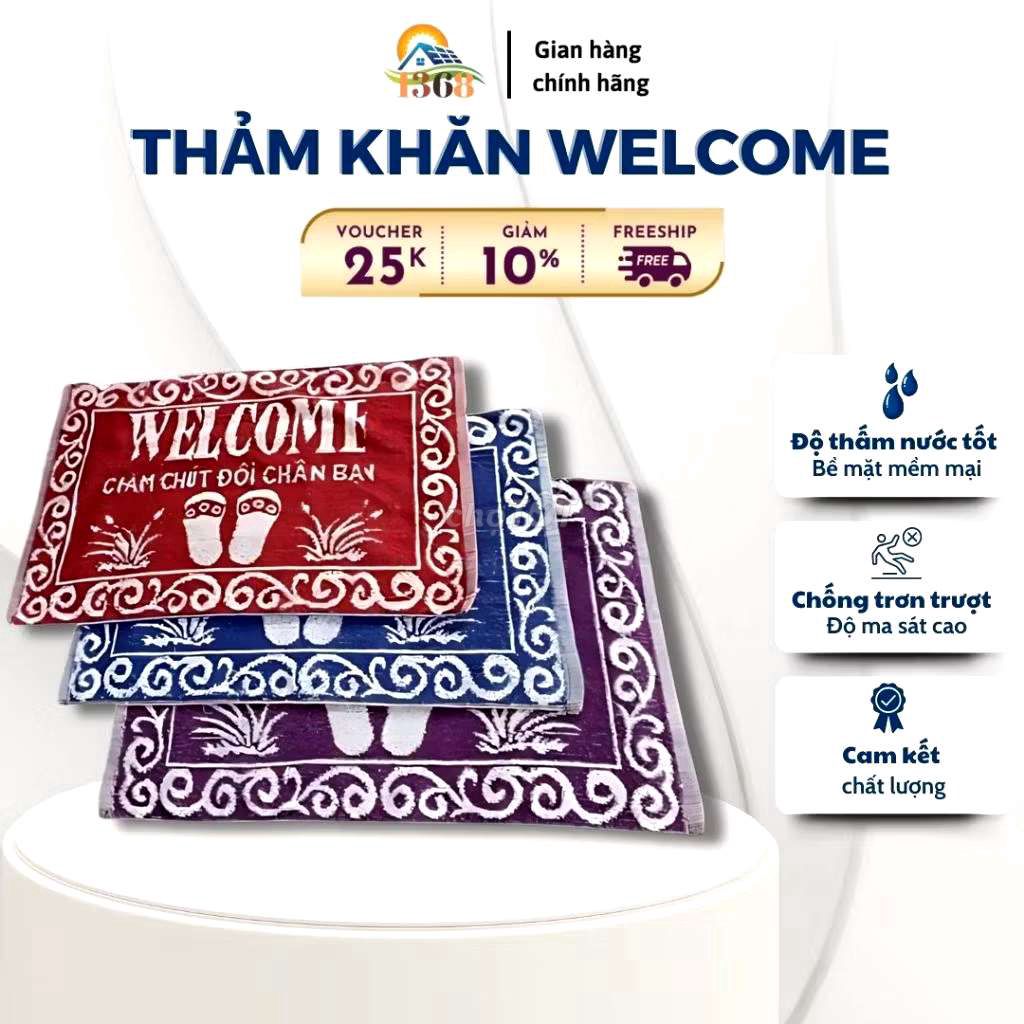 Thảm Khăn Chùi Chân Welcome Size 40x60cm mới 100%