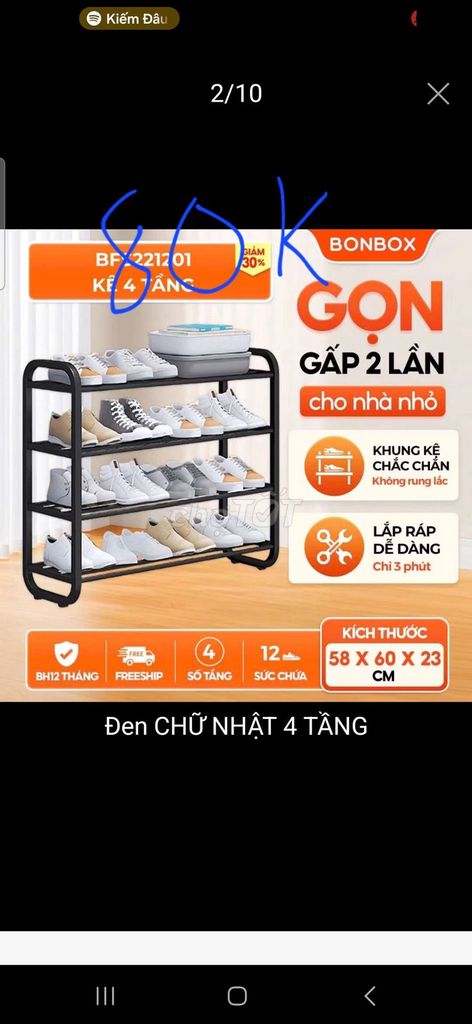 Kệ giày BONBOX Kim loại sơn tĩnh điện Đen 4 tầng. Mua bán Tủ, kệ gia đình tại Huyện Hoài Đức Hà Nội được đăng bởi Ngọc Ánh hình 1