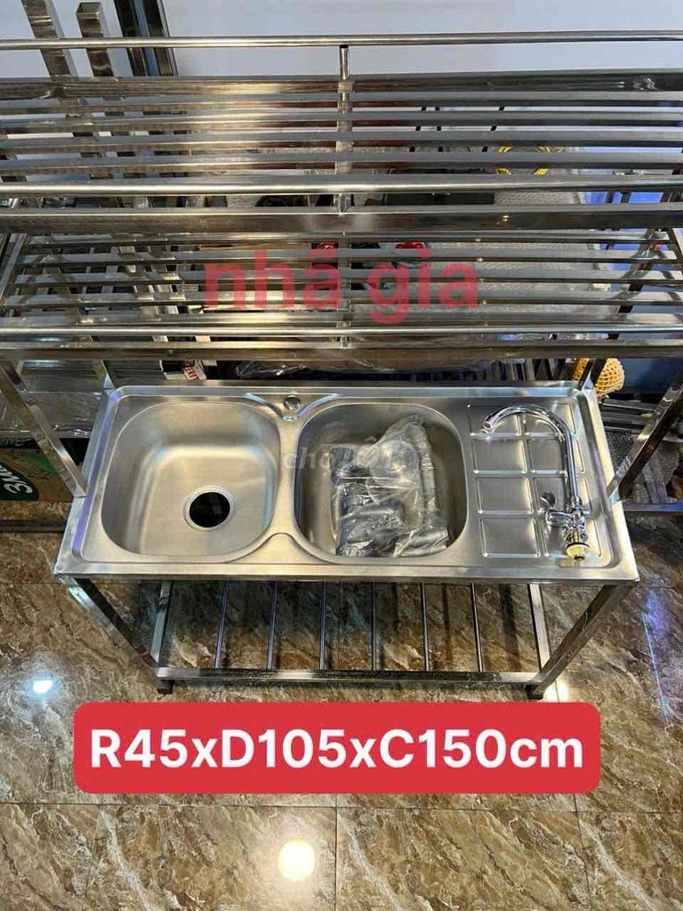 BỒN  RỬA CHÉN INOX KT 45x105 LOẠI DÀY  CHẤT LƯỢNG. Mua bán Thiết bị vệ sinh, nhà tắm tại Huyện Củ Chi Tp Hồ Chí Minh được đăng bởi  INOX NHÃ GIA 218 hình 1