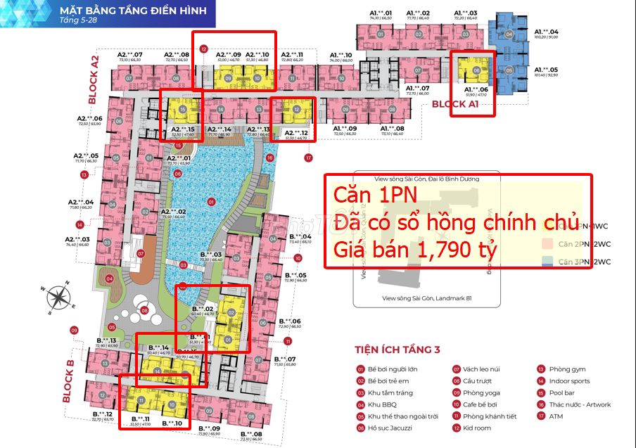 Chuyển nhượng hàng ngộp lỗ sâu, chỉ 1tỷ790 căn 1PN sổ sẵn The Rivana