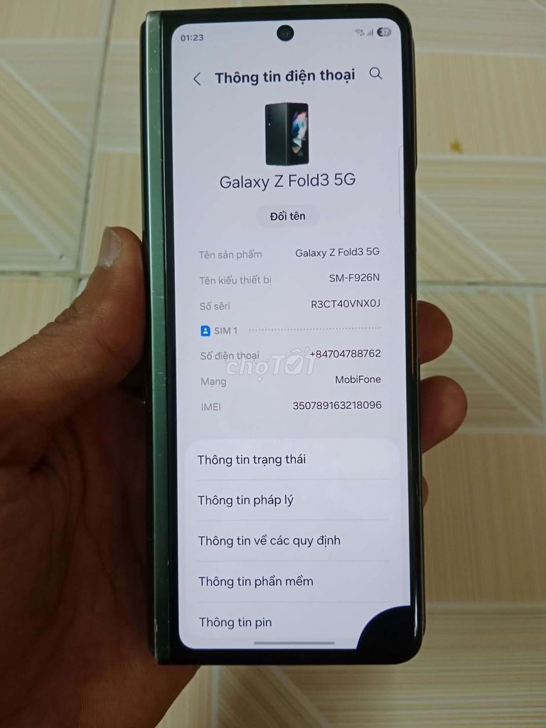 Samsung Galaxy Z Fold3 5G 12GB/128GB Xanh. Mua bán Điện thoại tại Quận Bình Thạnh Tp Hồ Chí Minh được đăng bởi phúc hình 1