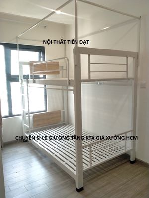 Chuyên giường tầng ktx có khung rèm bàn học bh 2N
