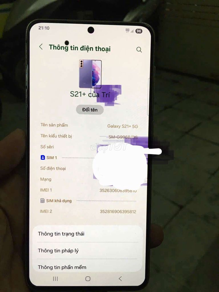 Samsung Galaxy S21+ 5G 128GB Tím. Mua bán Điện thoại tại Quận 11 Tp Hồ Chí Minh được đăng bởi võ kiệt hình 1