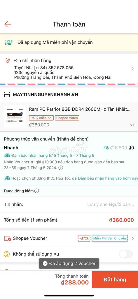 Ram PC Patriot 8GB DDR4 2666MHz Tản Nhiệt (PSP48G2