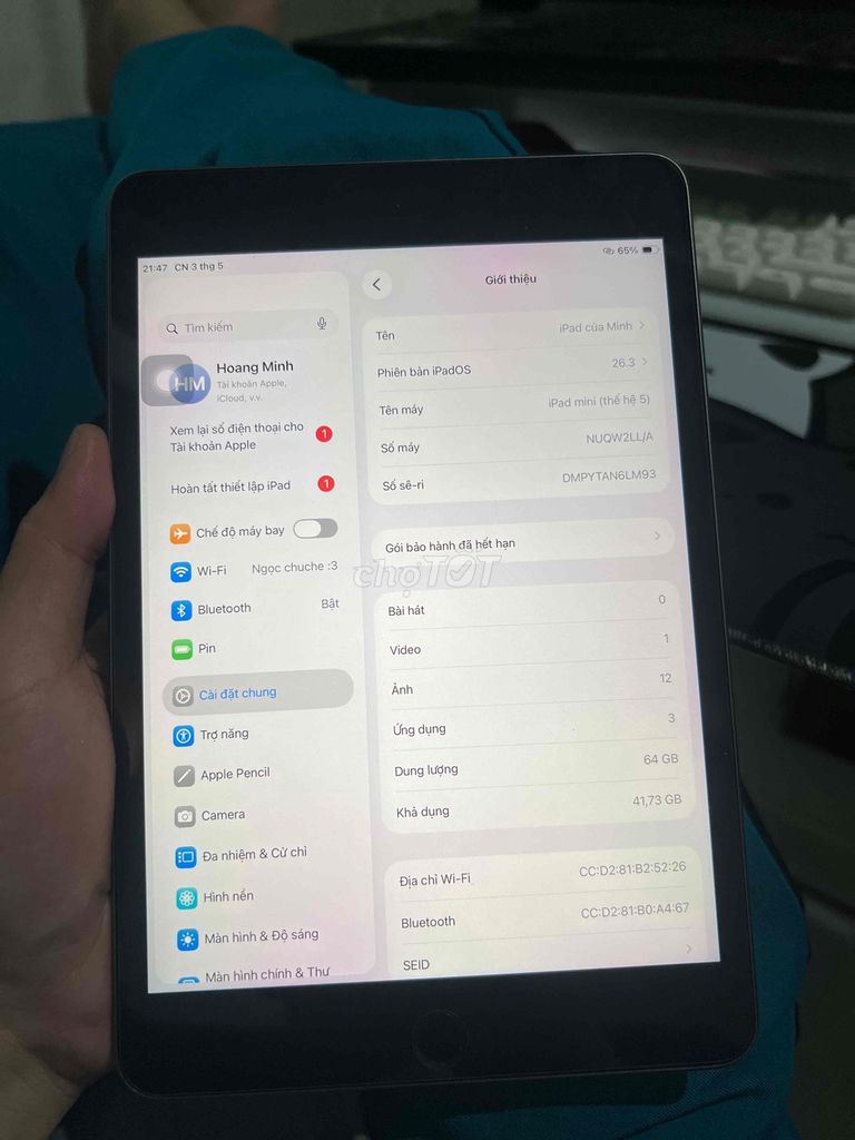 Apple iPad mini 5 64GB Xám. Mua bán Máy tính bảng tại Huyện Đức Hòa Long An được đăng bởi Khải Văn hình 1