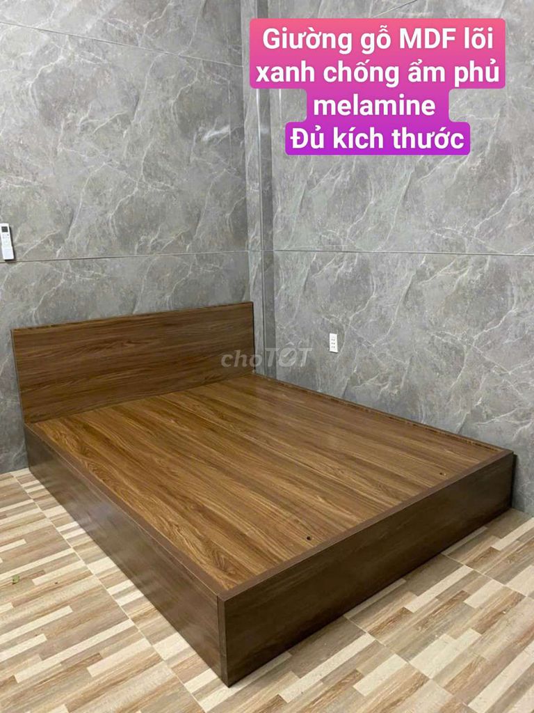 Giường gỗ MDF lõi xanh phủ melamine đủ kích thước