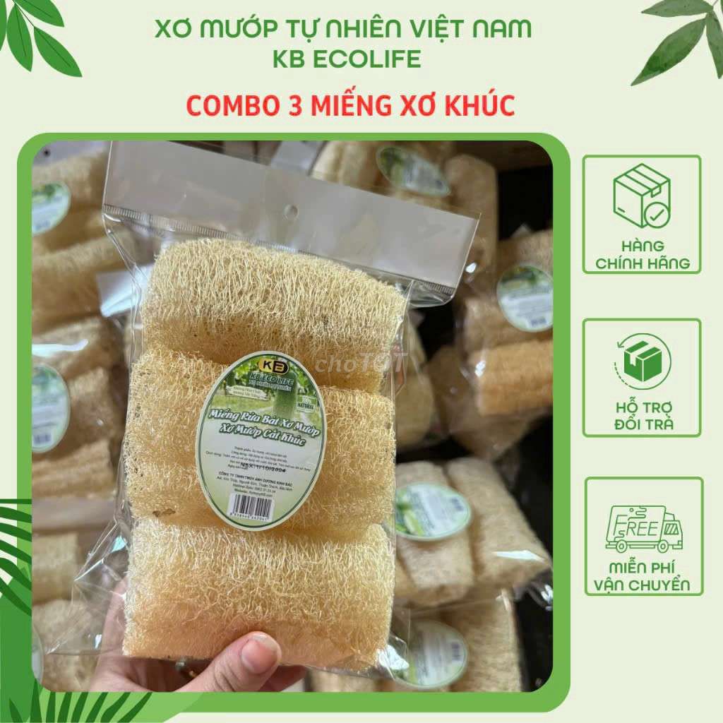 Combo 3 xơ mướp tự nhiên cắt khúc