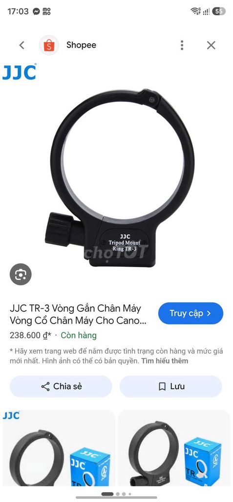 Vòng gắn chân máy JJC TR-3 Đen. Mua bán Máy ảnh, Máy quay tại Quận Hà Đông Hà Nội được đăng bởi Tran Linh hình 1