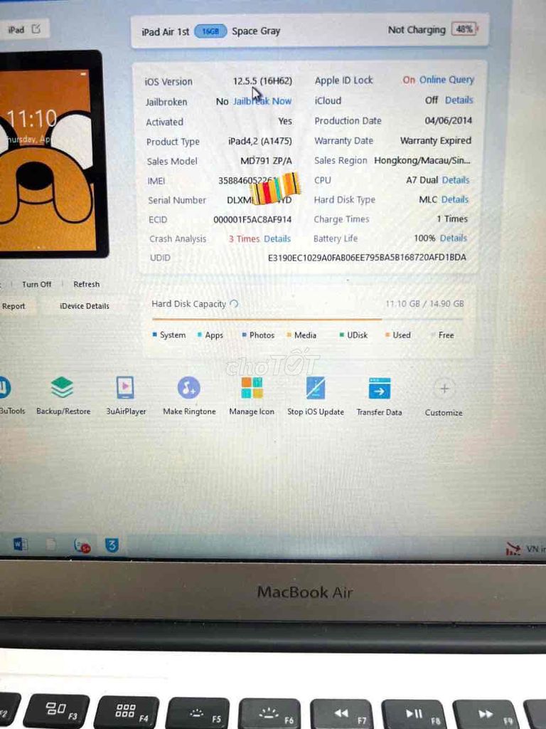 ipad air 1 16g có 3g xám zp/a pin new 100 giá rẻ. Mua bán Máy tính bảng tại Quận 3 Tp Hồ Chí Minh được đăng bởi Tuấn Nguyễn hình 6