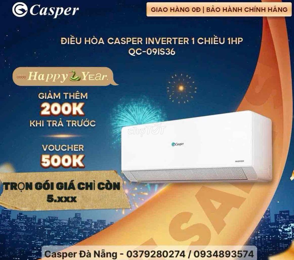 Điều hoà Casper mới 100% 1hp inverter cao cấp QC