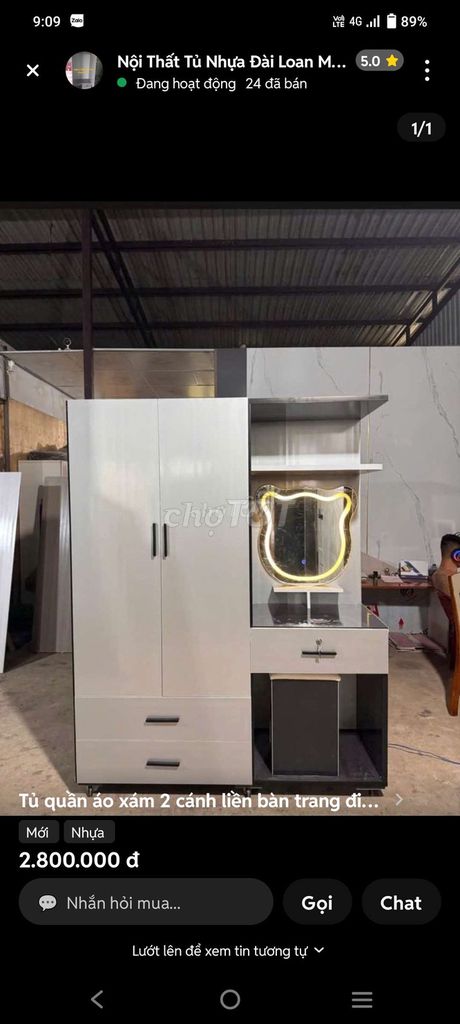 Tủ Nhựa Đài Loan 2 cánh liền  bàn trang điểm. Mua bán Tủ, kệ gia đình tại Thành phố Thủ Đức Tp Hồ Chí Minh được đăng bởi Phương hoa hình 1