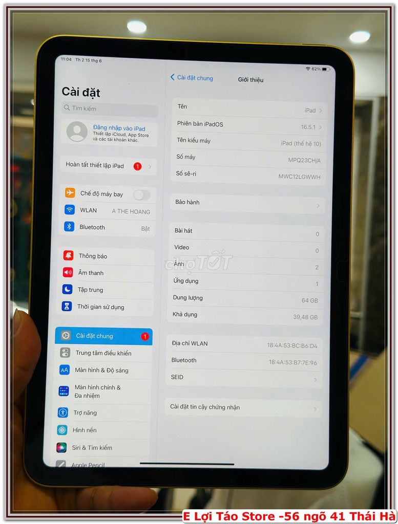 E pass iPad Gen 10 Wifi 64GB Vàng Likenew. Mua bán Máy tính bảng tại Quận Đống Đa Hà Nội được đăng bởi Nguyễn Tiến Lợi hình 1