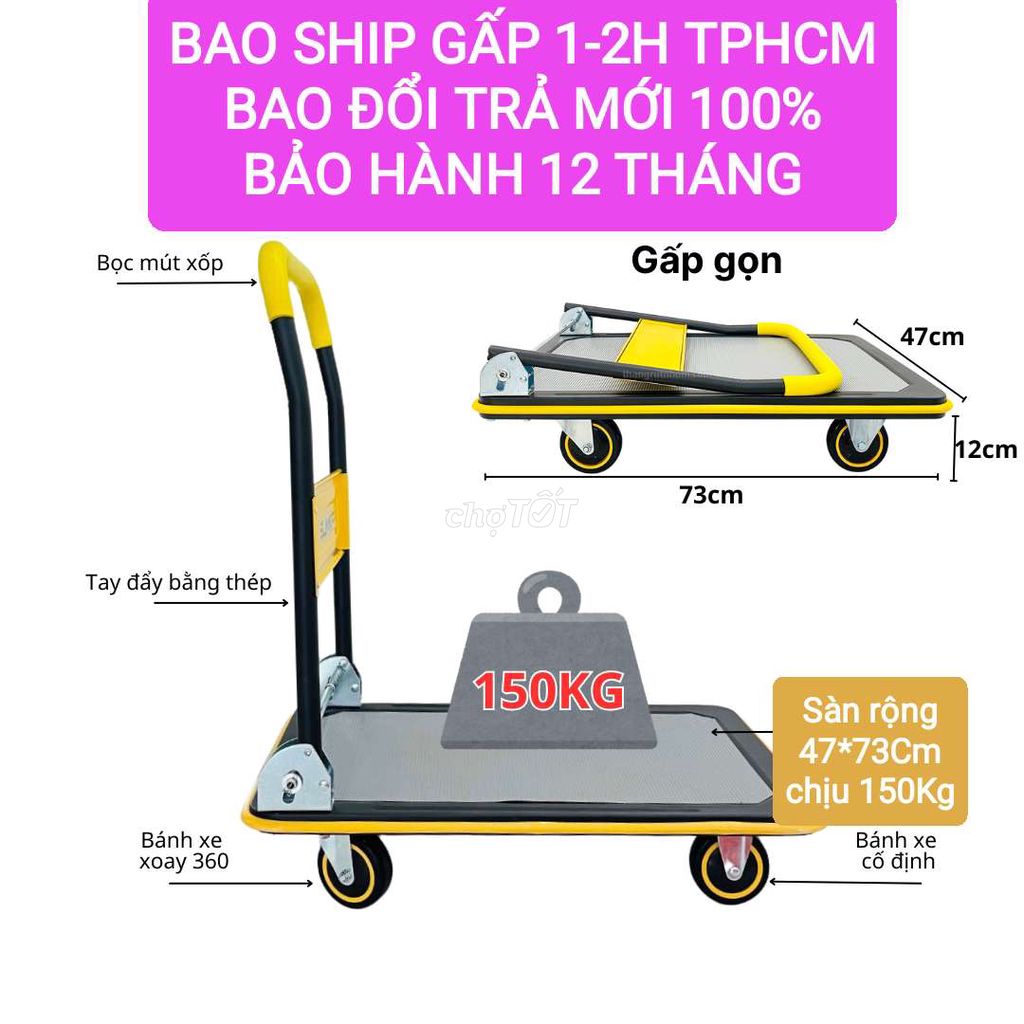 Xe đẩy hàng gấp gọn 150Kg dành cho công nghiệp