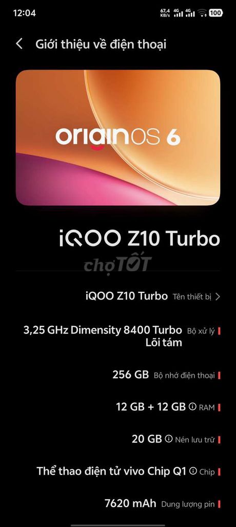 iQOO Z10 Turbo 256GB Trắng 12GB. Mua bán Điện thoại tại Huyện Yên Khánh Ninh Bình được đăng bởi minhlong dương hình 1