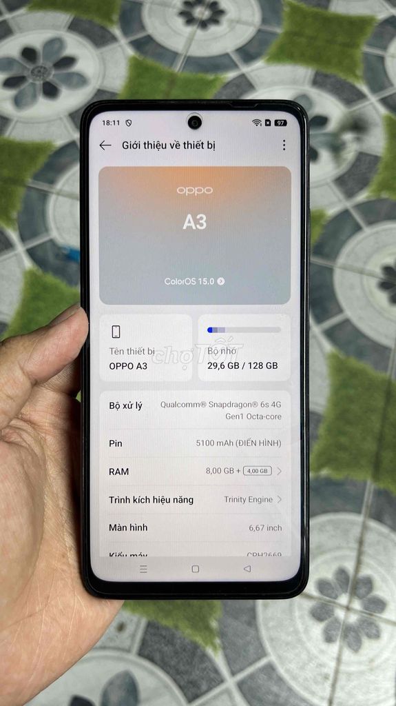OPPO A3 ram 8+4/128 gb. Mua bán Điện thoại tại Huyện Nhà Bè Tp Hồ Chí Minh được đăng bởi Trần Hoàng Kính hình 1