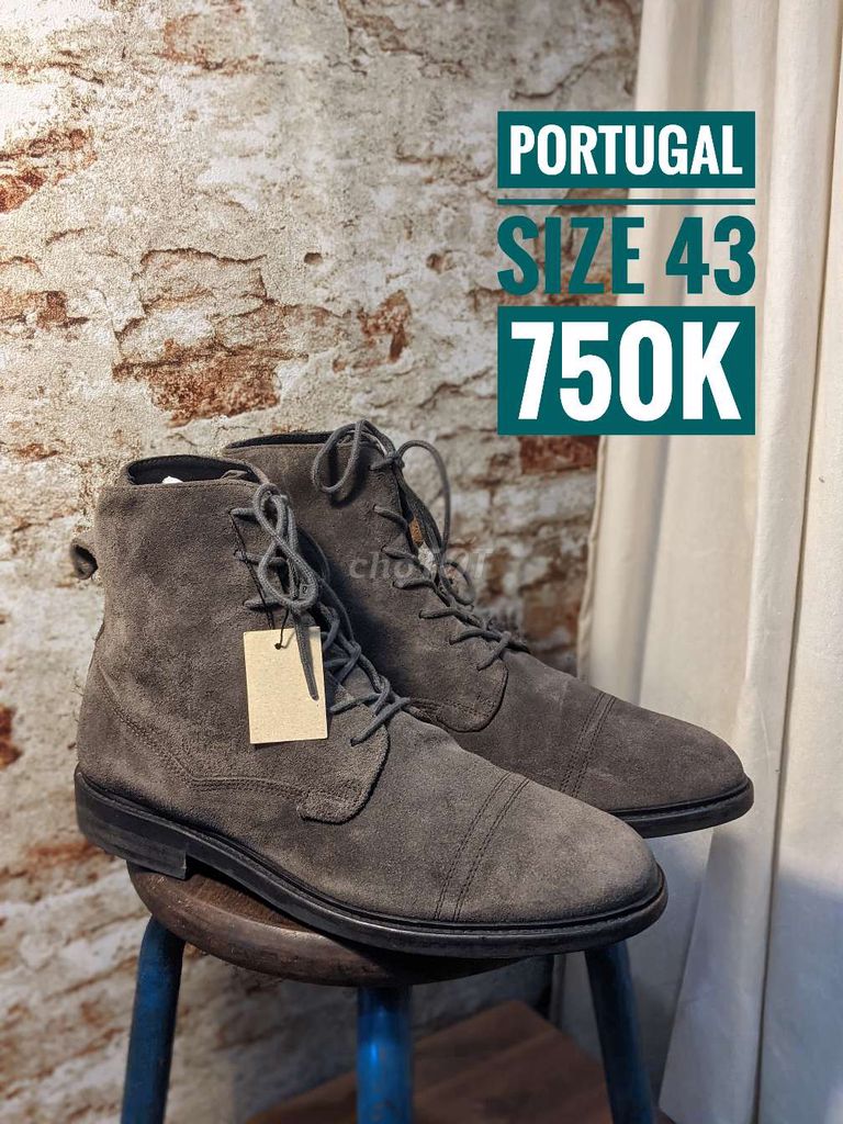 Giày boots da lộn size 43 made in Portugal