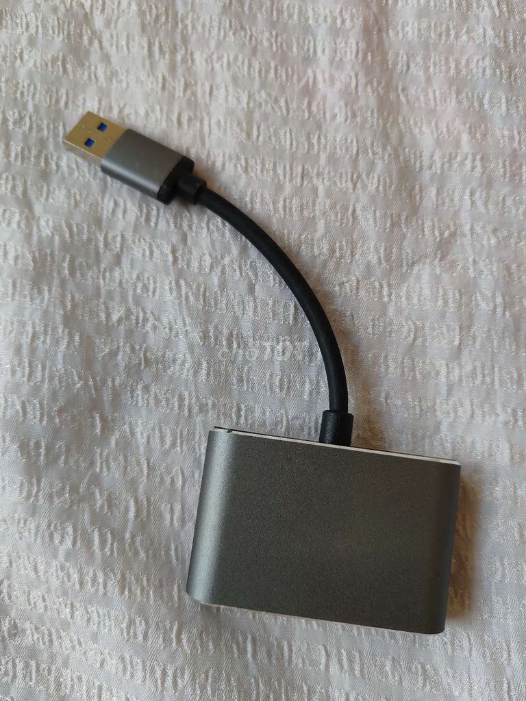 Cáp truyền dữ liệu từ đầu USB ra VGA và HDMI xám