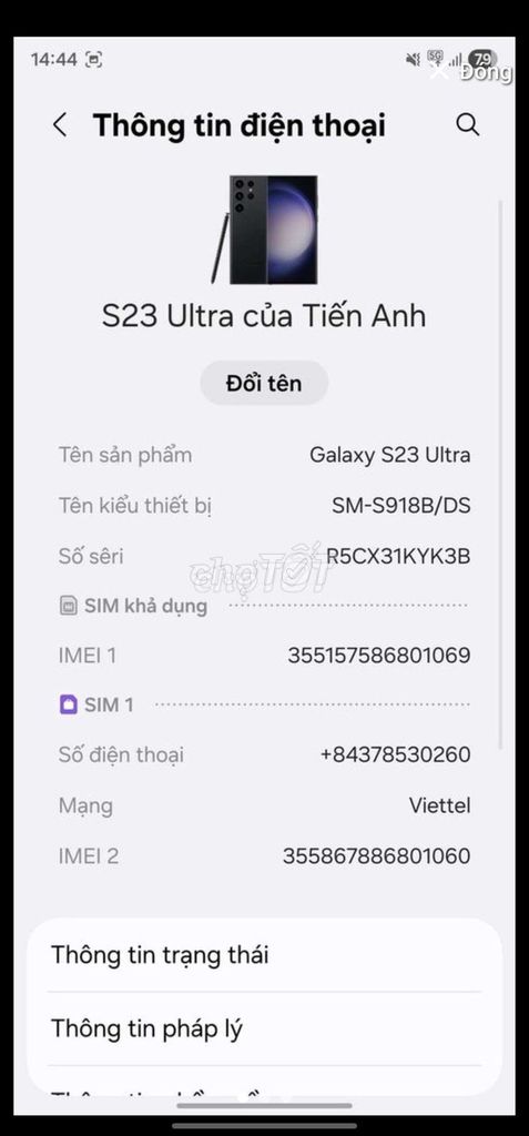 Samsung Galaxy S23 Ultra 256GB Đen. Mua bán Điện thoại tại Thành phố Chí Linh Hải Dương được đăng bởi Phạm TiếnAnh hình 1