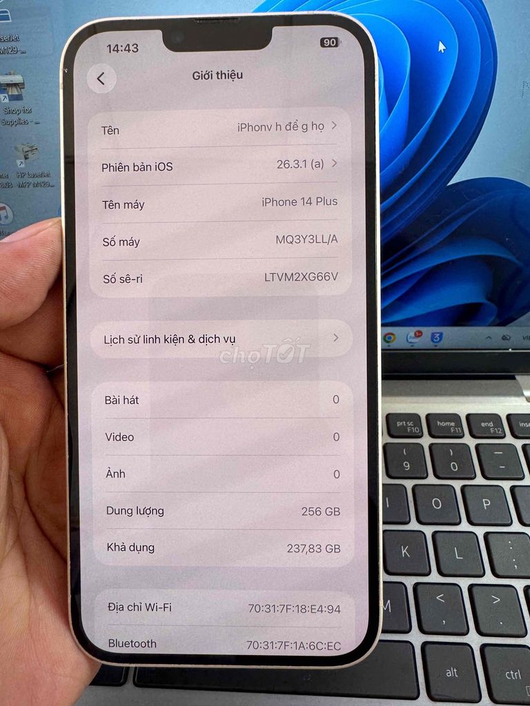 Apple iPhone 14 Plus 256GB Trắng 99% Nguyên zin. Mua bán Điện thoại tại Quận 6 Tp Hồ Chí Minh được đăng bởi QUỐC THIÊN BÁN GÓP 0 ĐỒNG  hình 1