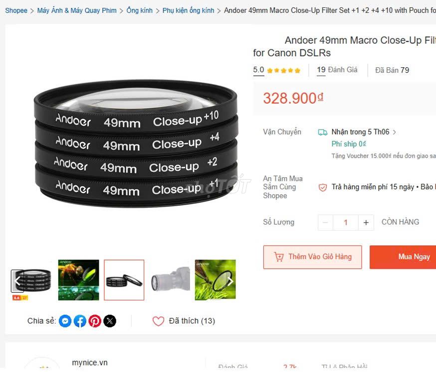 Bộ 4 lọc Macro Andoer Close-Up Filter +1 +2 +4 +10. Mua bán Máy ảnh, Máy quay tại Thành phố Dĩ An Bình Dương được đăng bởi hàng mới thanh lý 1 nữa giá hình 1