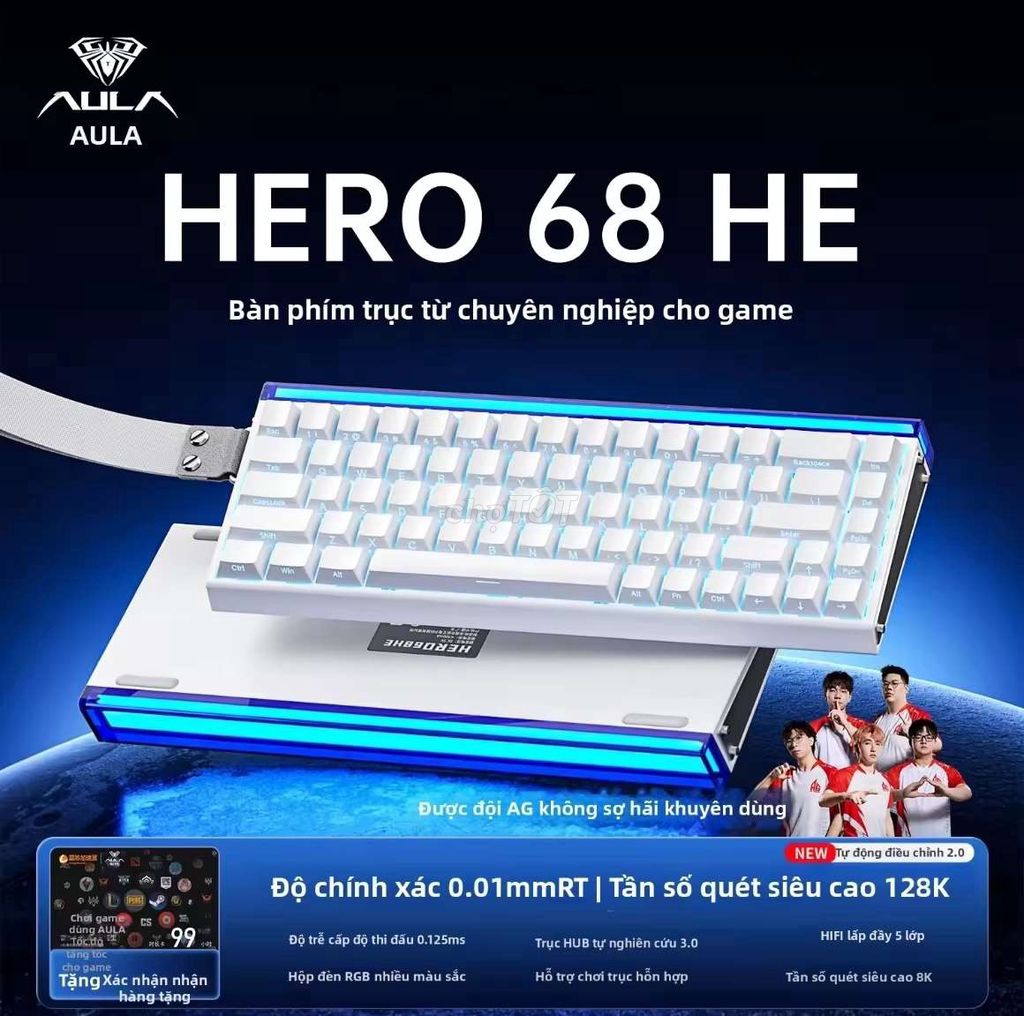Bàn phím cơ Aula Hero 68 HE Trắng. Mua bán Phụ kiện (Màn hình, Chuột...) tại Huyện Thủ Thừa Long An được đăng bởi Vinh Gaming hình 1