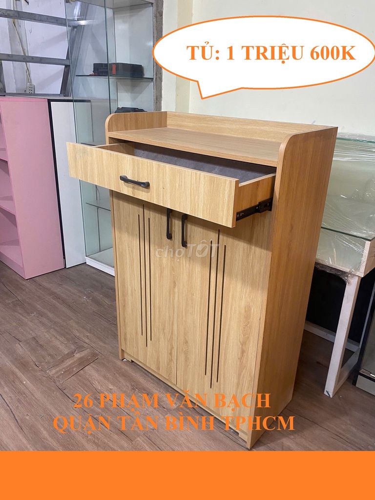 TỦ GIÀY 80X120X32CM CỬA MỞ, 1 NGĂN KÉO VÁN GỖ . Mua bán Tủ, kệ gia đình tại Quận Tân Bình Tp Hồ Chí Minh được đăng bởi NỘI THẤT VĂN PHÒNG TỦ KỆ TRƯNG BÀY hình 1