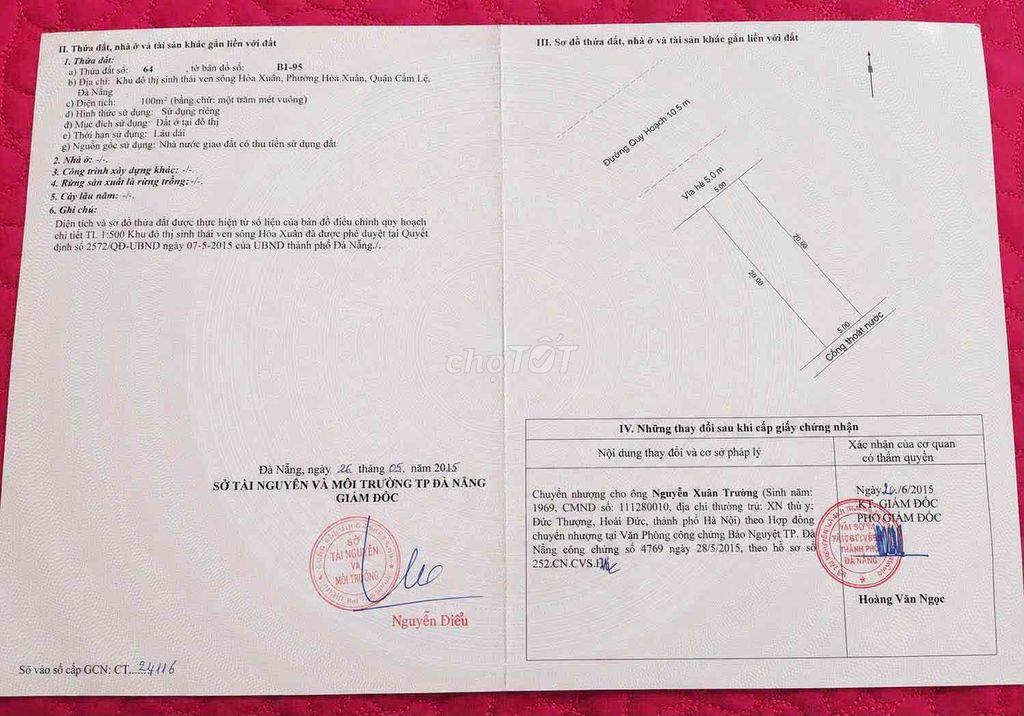 BÁN LÔ ĐẤT LÊN SỐ NHÀ 213 LÊ QUẢNG CHÍ, HOÀ XUÂN
