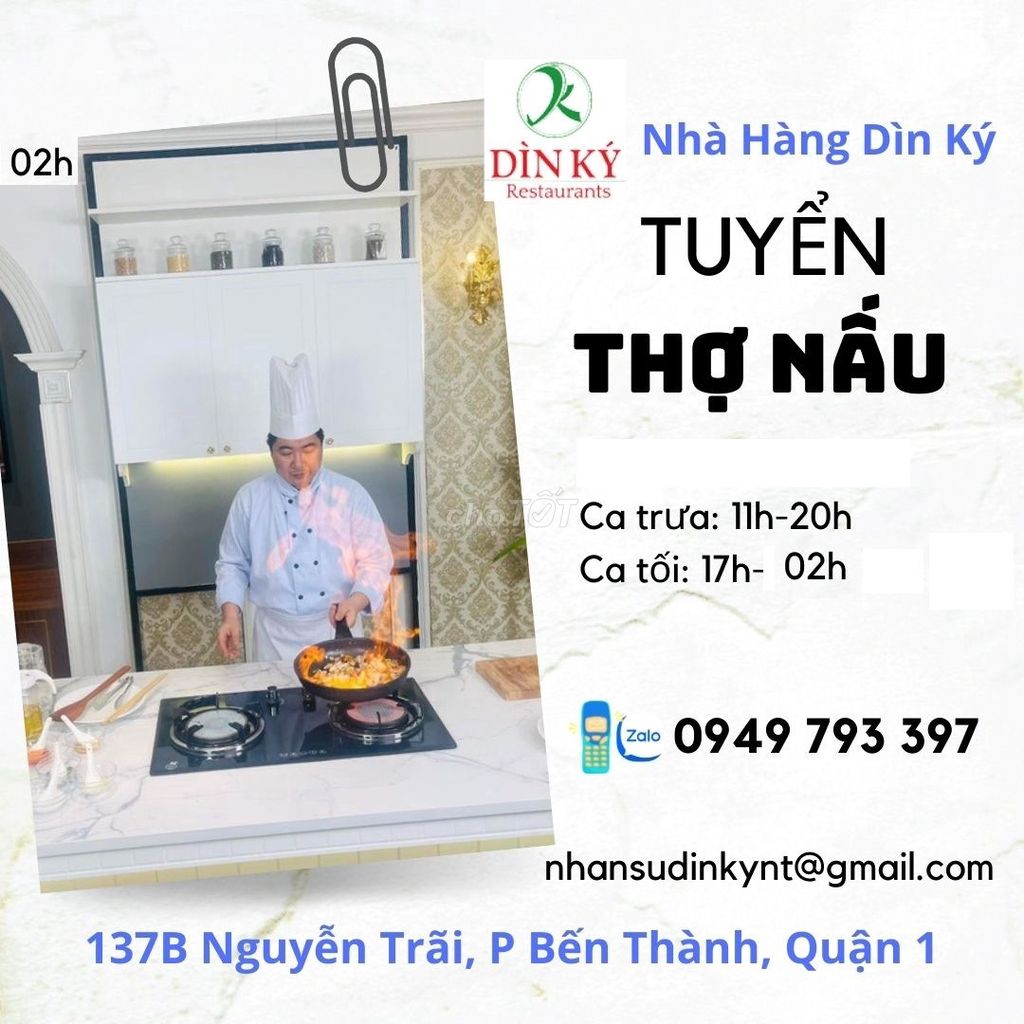 NHÀ HÀNG DÌN KÝ TUYỂN BẾP CN QUẬN 1. Việc làm Phụ bếp tại Quận 1 Tp Hồ Chí Minh được đăng bởi NHÀ HÀNG DÌN KÝ  hình 2