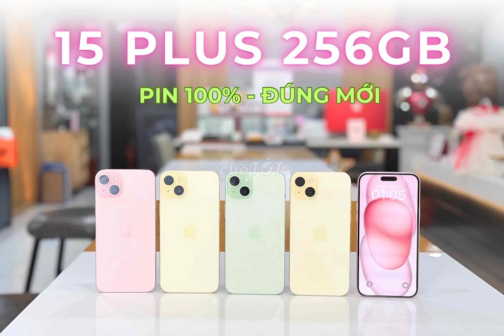 15 PLUS - 256GB - Xài Sim - Pin100 - Đúng Như MỚI