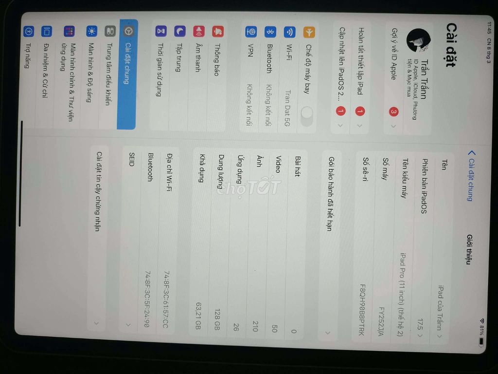 Apple iPad Pro 2020 11 inch 128GB Bạc. Mua bán Máy tính bảng tại Huyện Yên Lạc Vĩnh Phúc được đăng bởi yoyô hình 1